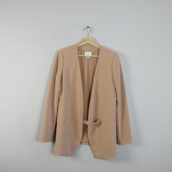 Club Monaco Open Front Collarless Blazer Women's 6 Beige Formal Business 422 - Picture 1 of 12